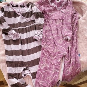 Kickee sleeper and long-sleeved ruffle rompers. 18-24month, 1 child use.